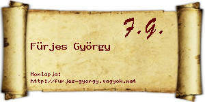 Fürjes György névjegykártya