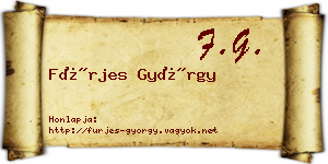 Fürjes György névjegykártya